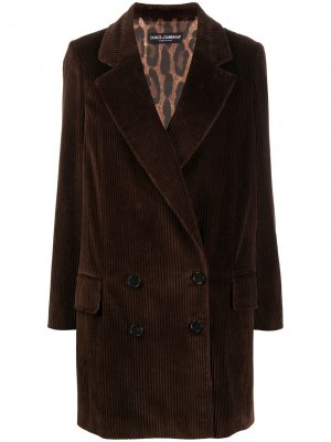 Двубортный вельветовый пиджак Dolce & Gabbana. Цвет: коричневый
