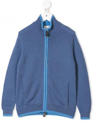 Кашемировый свитер с молнией Cashmirino. Цвет: синий