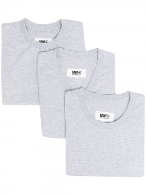 Комплект из трех футболок MM6 Maison Margiela. Цвет: серый