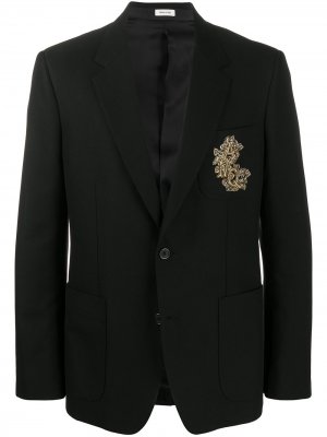 Пиджак с вышивкой Alexander McQueen. Цвет: черный