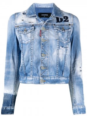 Джинсовая куртка с нашивкой-логотипом Dsquared2. Цвет: синий