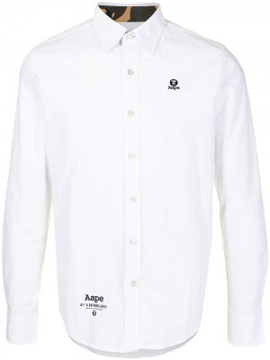 Рубашка с длинными рукавами и вышитым логотипом AAPE BY *A BATHING APE®. Цвет: белый
