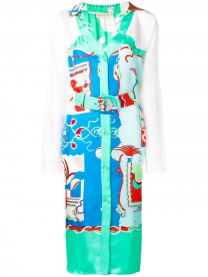 Платье-рубашка La Villa с поясом и принтом Emilio Pucci. Цвет: синий