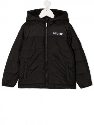 Levis Kids стеганое пальто с капюшоном Levi's. Цвет: черный