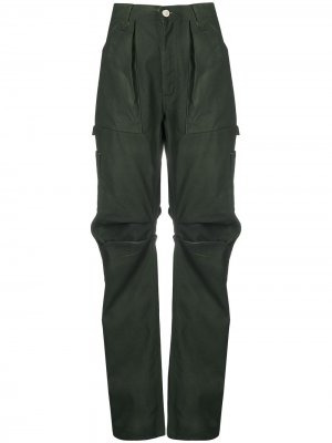 Прямые брюки карго The Attico. Цвет: зеленый