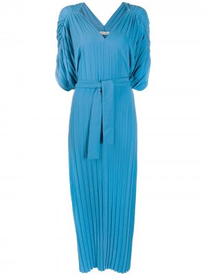 Плиссированное платье миди HENRIK VIBSKOV. Цвет: синий