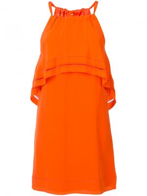 Платье с оборкой Trina Turk. Цвет: жёлтый и оранжевый
