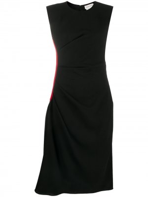 Платье миди с контрастными полосками и короткими рукавами Alexander McQueen. Цвет: черный