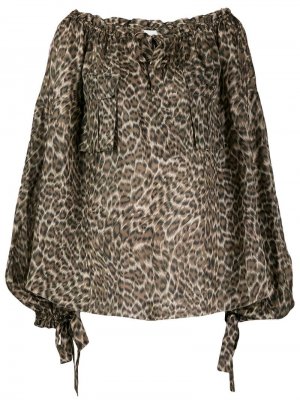 Блузка Suraya с леопардовым принтом Zimmermann. Цвет: коричневый