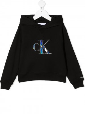 Худи с логотипом Calvin Klein Kids. Цвет: черный
