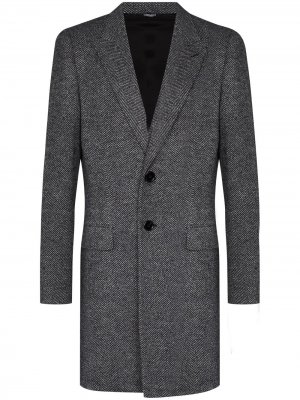 Пальто с узором в елочку Dolce & Gabbana. Цвет: серый