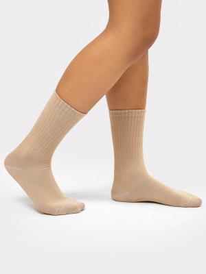 Высокие женские носки в коричневом цвете Mark Formelle. Цвет: капучино