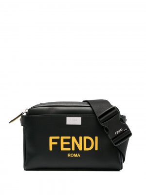Поясная сумка с логотипом Fendi. Цвет: черный