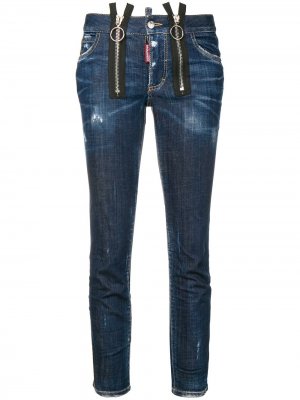 Прямые укороченные джинсы Dsquared2. Цвет: синий