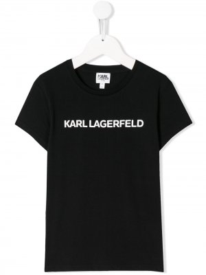 Футболка с логотипом Karl Lagerfeld Kids. Цвет: черный