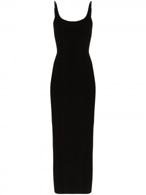 Приталенное платье макси из джерси Paco Rabanne. Цвет: черный