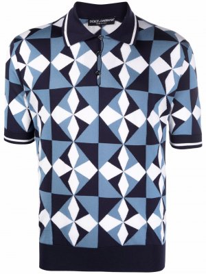 Рубашка поло с геометричным узором Dolce & Gabbana. Цвет: синий