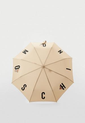 Зонт складной Moschino. Цвет: бежевый