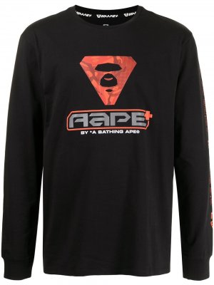 Топ с длинными рукавами и логотипом AAPE BY *A BATHING APE®. Цвет: черный