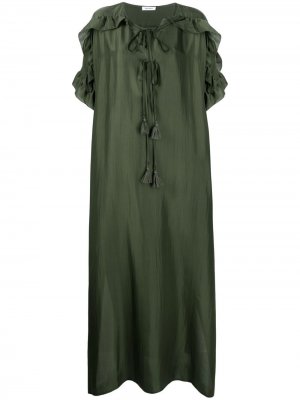 Платье макси с оборками P.A.R.O.S.H.. Цвет: зеленый