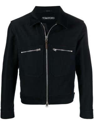 Куртка-рубашка с карманами на молнии TOM FORD. Цвет: синий