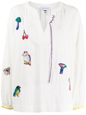 Блузка с длинными рукавами и вышивкой Mira Mikati. Цвет: белый