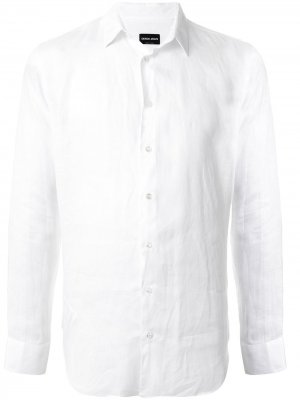 Однотонная рубашка с длинными рукавами Giorgio Armani. Цвет: белый