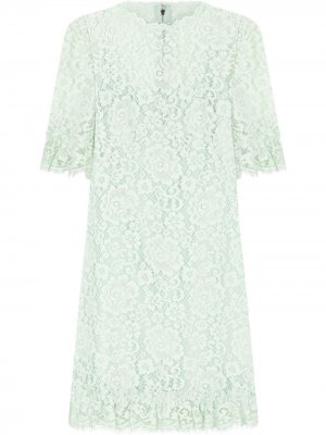 Коктейльное платье из цветочного кружева Dolce & Gabbana. Цвет: зеленый