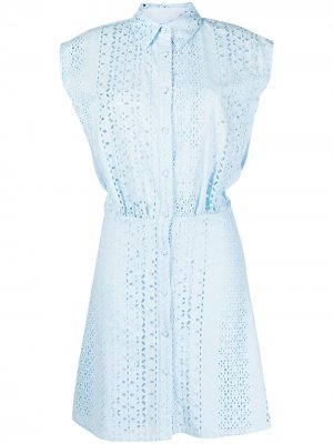 Платье-рубашка с английской вышивкой Federica Tosi. Цвет: синий