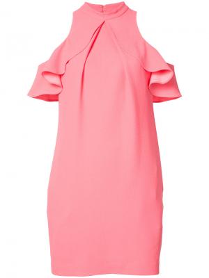 Платье со спущенными плечами с рюшами Trina Turk. Цвет: розовый и фиолетовый