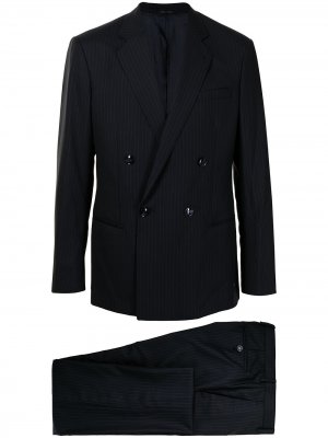 Полосатый костюм с двубортным пиджаком Giorgio Armani. Цвет: синий