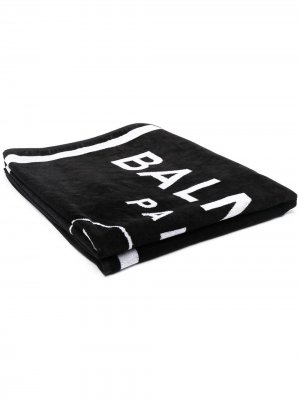 Пляжное полотенце вязки интарсия с логотипом Balmain. Цвет: черный