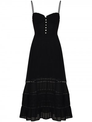 Платье миди Harvest с кружевом Reformation. Цвет: черный
