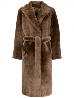 Двустороннее пальто с поясом Desa 1972. Цвет: коричневый