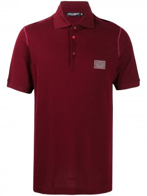 Рубашка поло с металлическим логотипом Dolce & Gabbana. Цвет: красный
