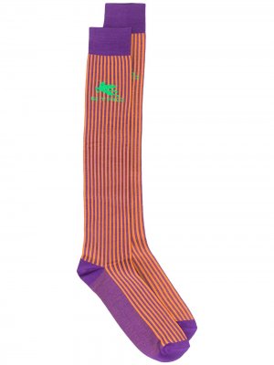 Полосатые носки в стиле колор-блок Etro. Цвет: оранжевый