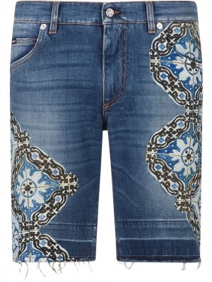Декорированные джинсовые шорты Dolce & Gabbana. Цвет: синий