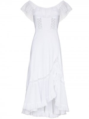 Платье миди Louise с открытыми плечами Charo Ruiz Ibiza. Цвет: белый