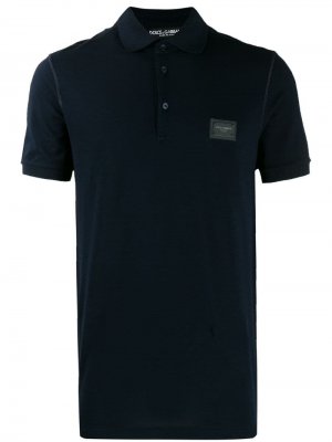 Рубашка-поло с нашивкой-логотипом Dolce & Gabbana. Цвет: синий