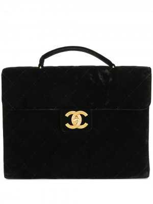 Стеганый портфель 1992-го года с логотипом CC Chanel Pre-Owned. Цвет: черный