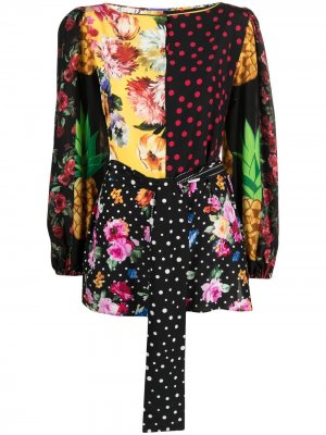 Блузка с поясом и принтом Dolce & Gabbana. Цвет: черный