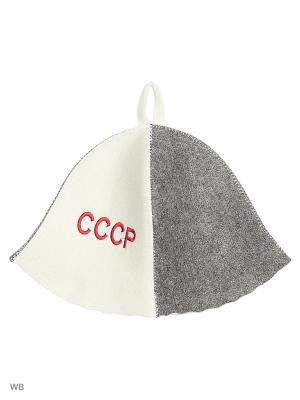 Шапка для бани с вышивкой в косметичке СССР Метиз. Цвет: белый, серый