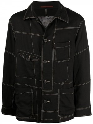 Джинсовая куртка с контрастной строчкой Ziggy Chen. Цвет: черный