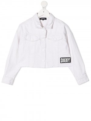 Укороченная джинсовая куртка Dkny Kids. Цвет: белый