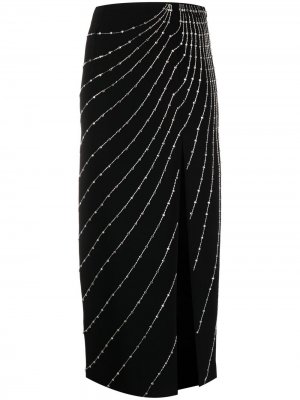 Декорированная юбка миди с разрезом Alessandra Rich. Цвет: черный