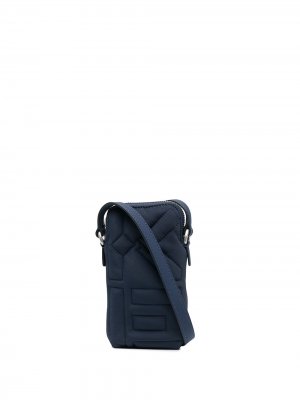 Стеганая сумка для телефона с монограммой Kenzo. Цвет: синий