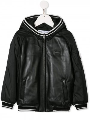 Куртка-бомбер с капюшоном Dolce & Gabbana Kids. Цвет: черный