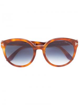 Солнцезащитные очки с узором черепашьего панциря Tom Ford Eyewear. Цвет: коричневый