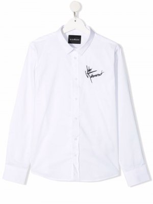Рубашка с длинными рукавами и вышитым логотипом John Richmond Junior. Цвет: белый