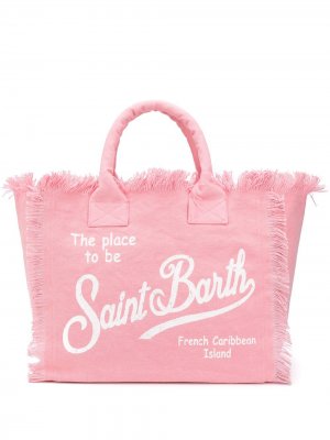 Парусиновая пляжная сумка с логотипом Mc2 Saint Barth. Цвет: розовый